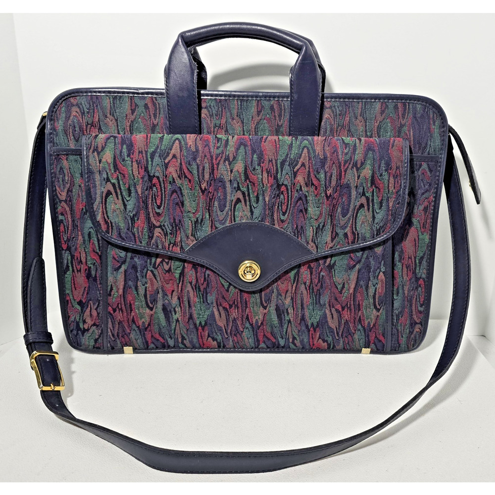 Vintage The French Co. California Briefcase Laptop Bag Leather Tapestry